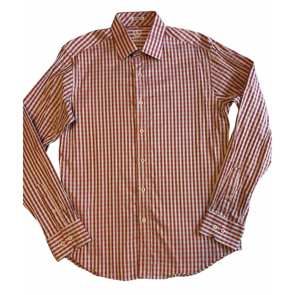 BUGATCHI Shaped Fit Flipped Cuff Button Up Long Sleeve Men's M 100% Cotton